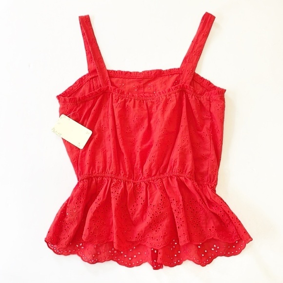 Sweet Wanderer fire red eyelet top - Picture 2 of 4